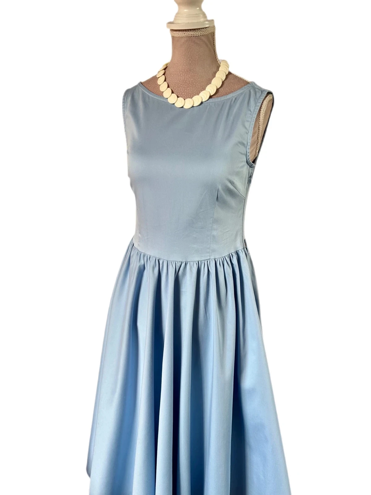 🩵👗Vestido de algodão Rockabilly Pin-Up Retrô Azul Céu Lindy Bop Vintage 50s estilo Swing Dress 34/36👗🩵 – photo 12